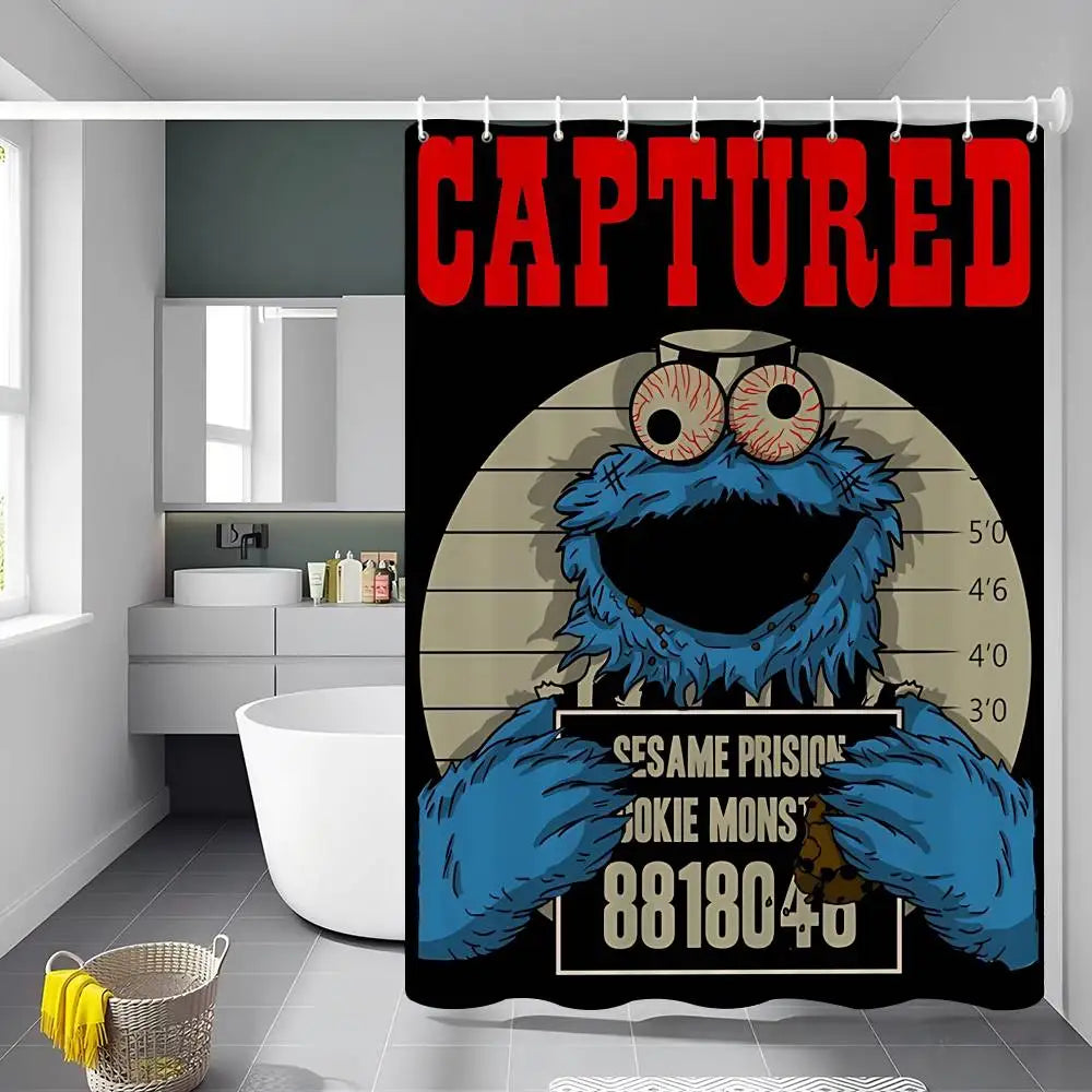 Classic TV S-Sesame S-Street Bathroom Shower Curtain Shielding Partition Shower Curtain Quick Dry Can Be Scrubable Light