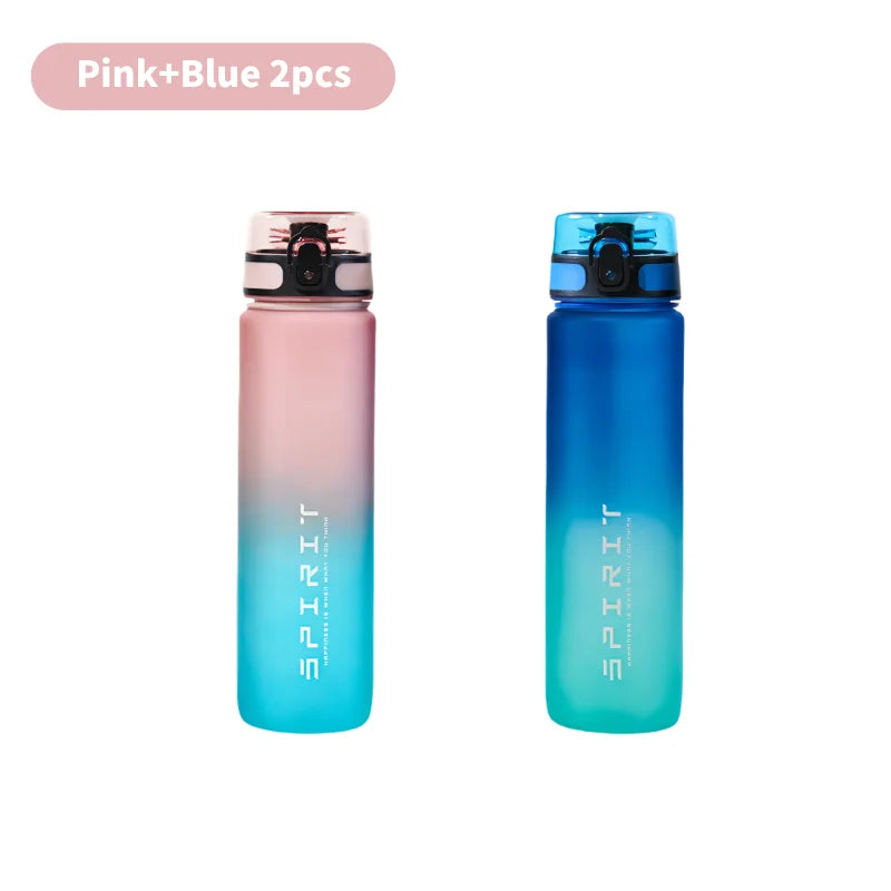 1 Liter Large Capacity Sports Water Bottle Gradient Color Plastic Cup Drink items Outdoor Beach Travel Portable Gym Fitness Jugs