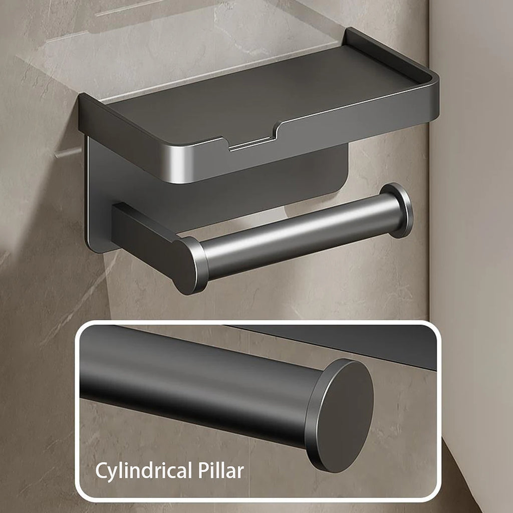Aluminum Alloy Paper Holder Wall-Mounted Toilet Roll Paper Holder No Drilling Bathroom Kitchen Paper Holder