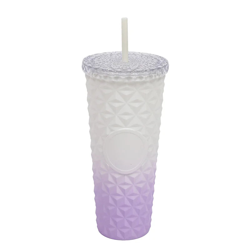 LUSQI Durian Straw Tumbler Double Wall Insulated Plastic Cup Trendy Creative Large Capacity Water Bottle With Multi Colors