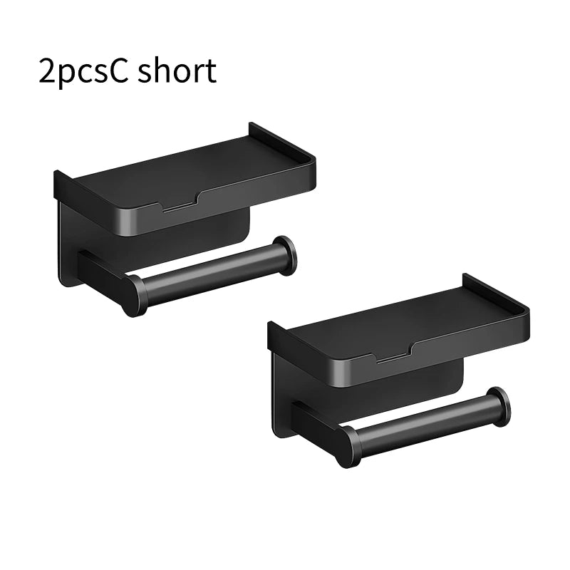 Aluminum Alloy Toilet Paper Holder Toilet Paper Holder Wall-Mounted Toilet Roll Shelf Phone Stand for Home Bathroom Accessories