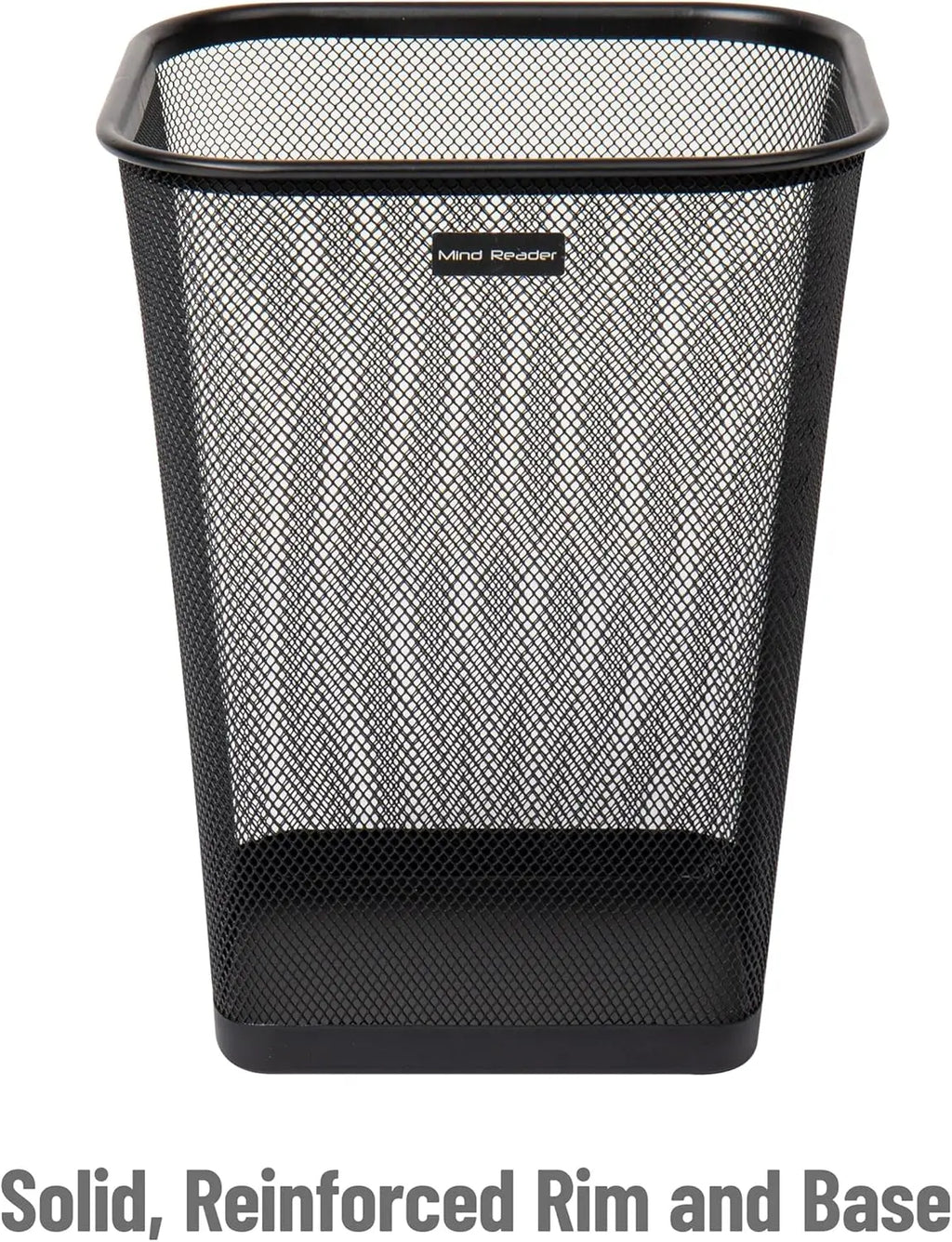 Metal Mesh Trash Can Set of 2, Square Office Waste Basket, Ventilated Design for Odor Control, Black