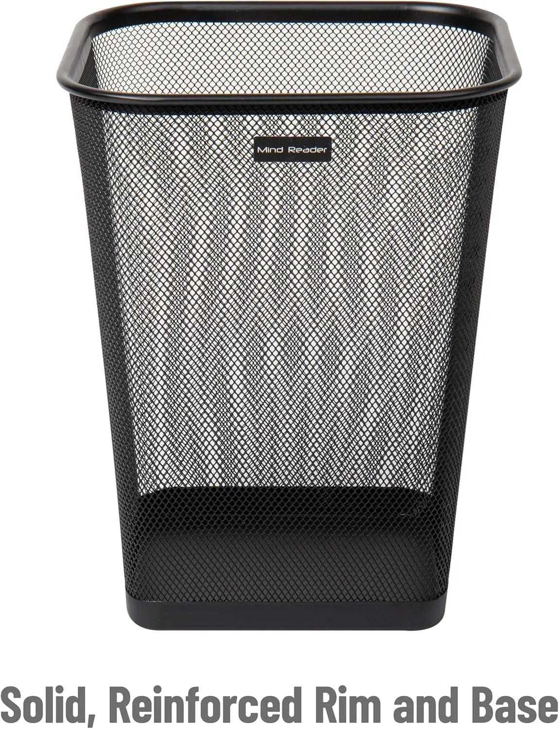 Metal Mesh Trash Can Set of 2, Square Office Waste Basket, Ventilated Design for Odor Control, Black