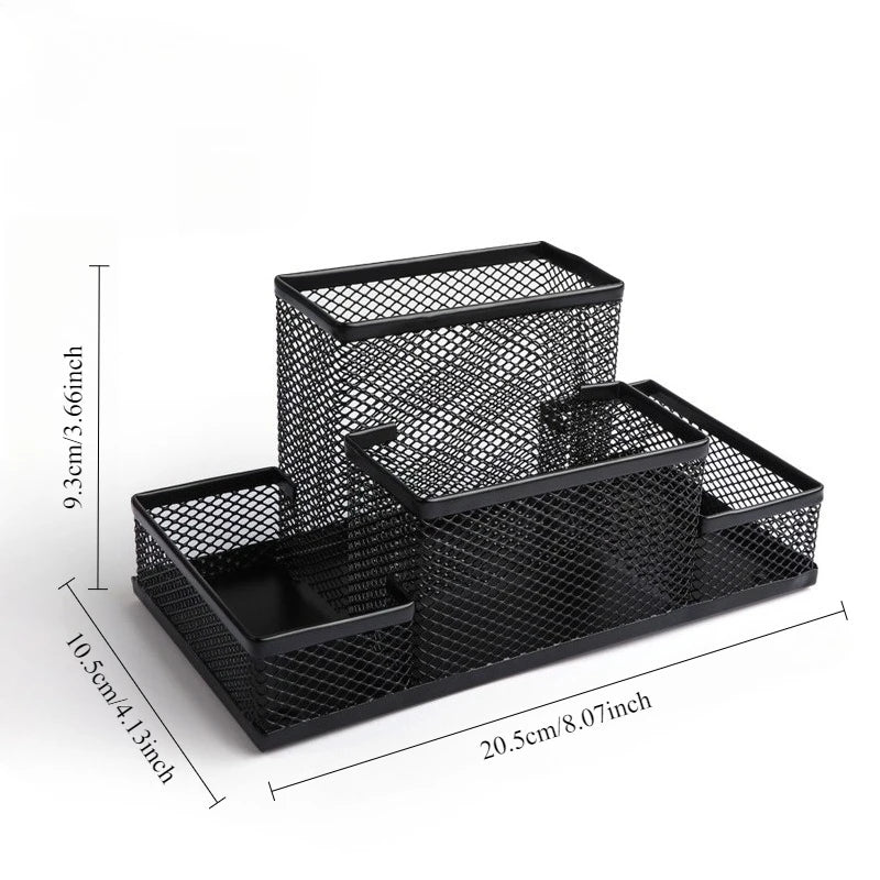 Black Mesh Desk Organizer Kawaii Pen Holder Stationery Organizer Office Supplies Desk Storage Tame Office Supplies Clutter Fast