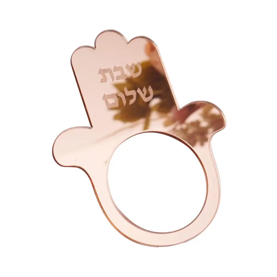 12Pcs/Lot Jewish Hamsa Shabbat Shalom Napkin Ring Mirror Acrylic Table Decor for Sabbath Dinner Jewish Holiday Table Decoration