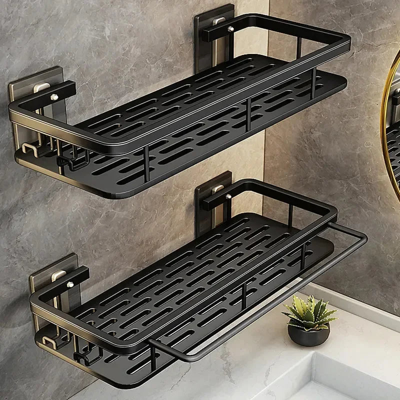 Bathroom Shelf Kitchen Storage Organizer Aluminum Alloy Shampoo Rack Shower Shelf Bathroom Accessories No Drill Toilet Bath Shel