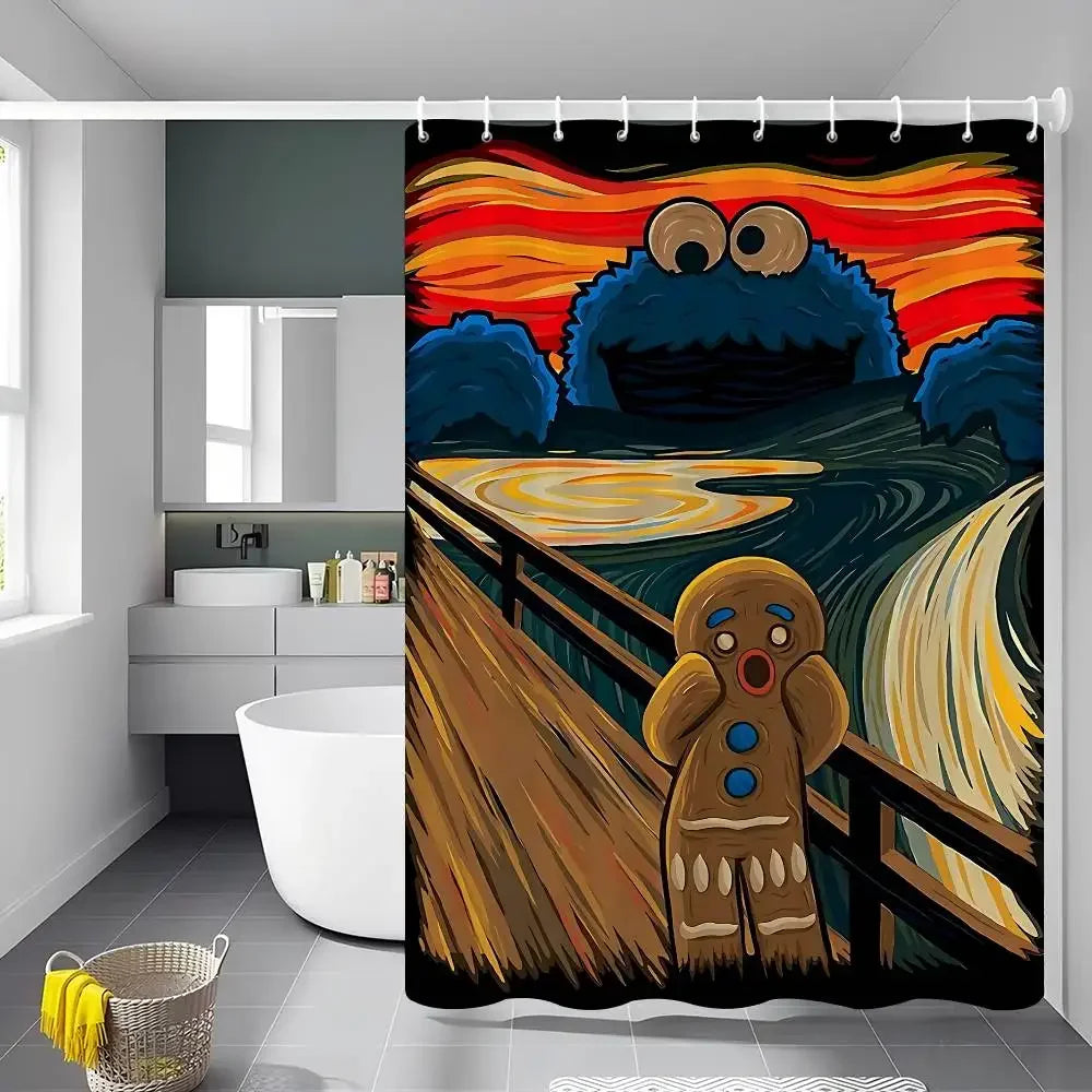 Classic TV S-Sesame S-Street Bathroom Shower Curtain Shielding Partition Shower Curtain Quick Dry Can Be Scrubable Light