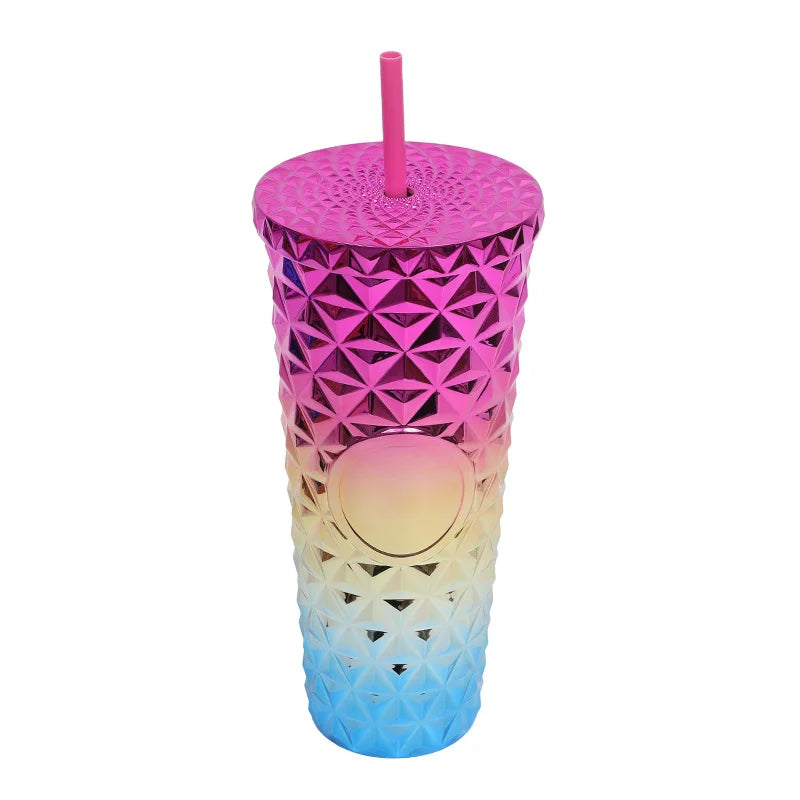 LUSQI Durian Straw Tumbler Double Wall Insulated Plastic Cup Trendy Creative Large Capacity Water Bottle With Multi Colors