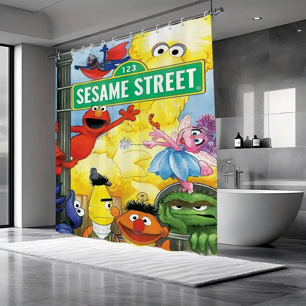 Classic TV S-Sesame S-Street Bathroom Shower Curtain Shielding Partition Shower Curtain Quick Dry Can Be Scrubable Light
