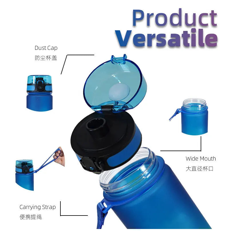 1 Liter Large Capacity Sports Water Bottle Gradient Color Plastic Cup Drink items Outdoor Beach Travel Portable Gym Fitness Jugs