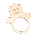 12Pcs/Lot Jewish Hamsa Shabbat Shalom Napkin Ring Mirror Acrylic Table Decor for Sabbath Dinner Jewish Holiday Table Decoration