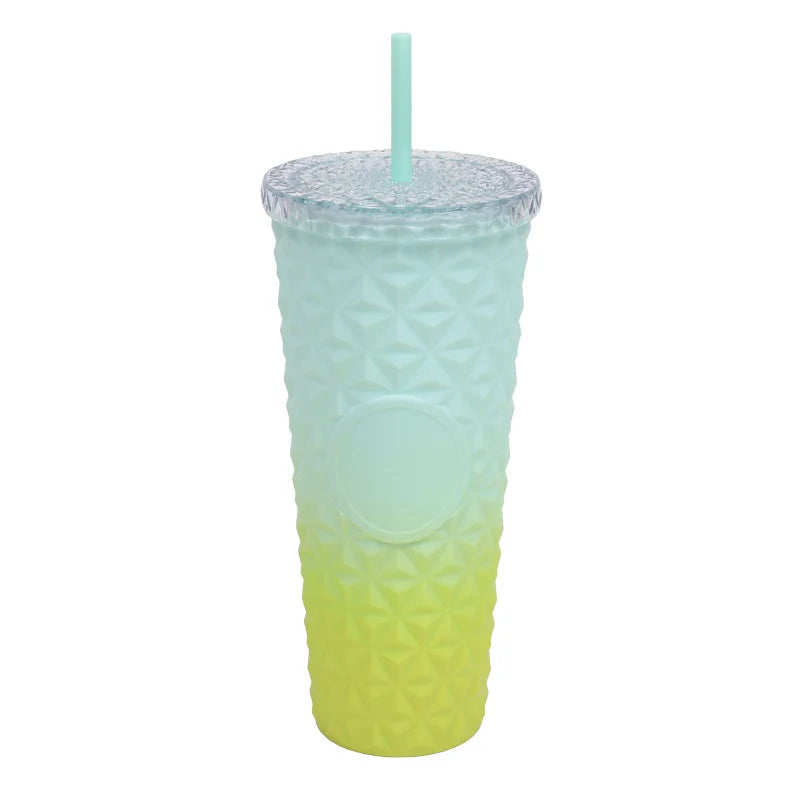 LUSQI Durian Straw Tumbler Double Wall Insulated Plastic Cup Trendy Creative Large Capacity Water Bottle With Multi Colors