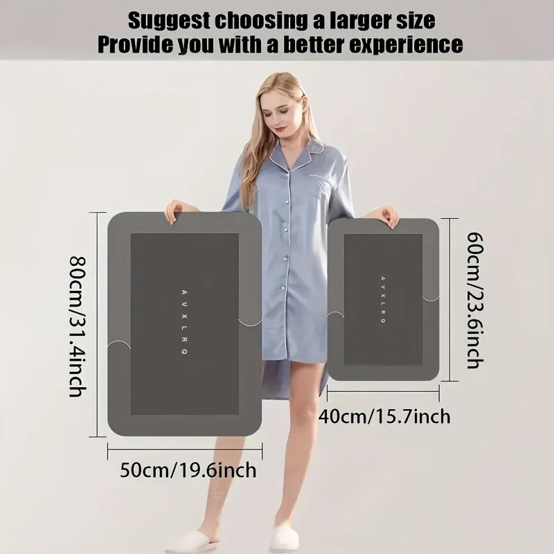 Diatomaceous Earth Bath Mat Super Absorbent Non Slip Fast Drying Soft Floor Mat for Bathroom Shower Laundry Bedroom Kitchen RV