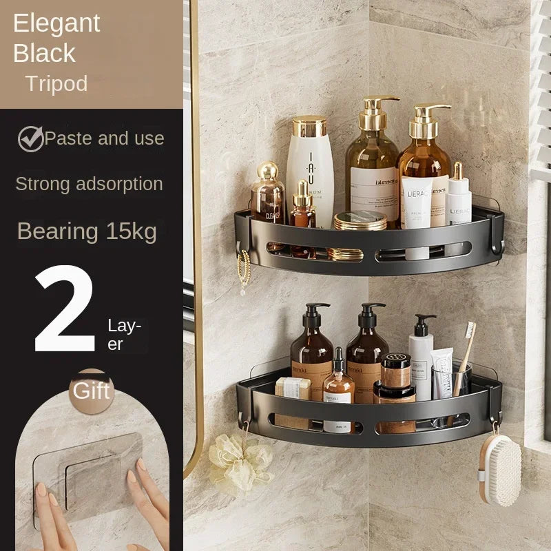 NEW 3/2/1 PCS Adhensive Bathroom Shampoo Holder Shower Caddy Shelves Storage No Drill Shelf Corner Towel Holder Shelves For