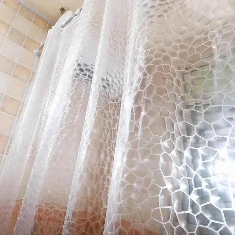 1Set Waterproof Bathroom Shower Curtain Transparent Bathroom Curtain with Hooks Thickened Bathing Sheer Wide Bath Curtain