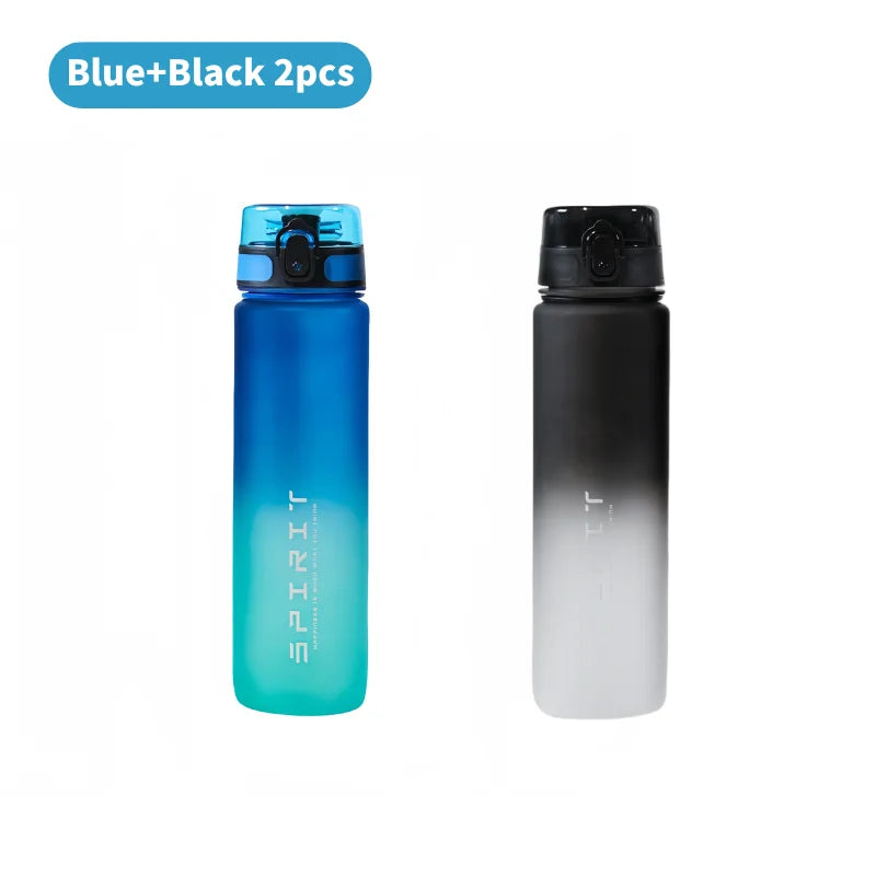 1 Liter Large Capacity Sports Water Bottle Gradient Color Plastic Cup Drink items Outdoor Beach Travel Portable Gym Fitness Jugs