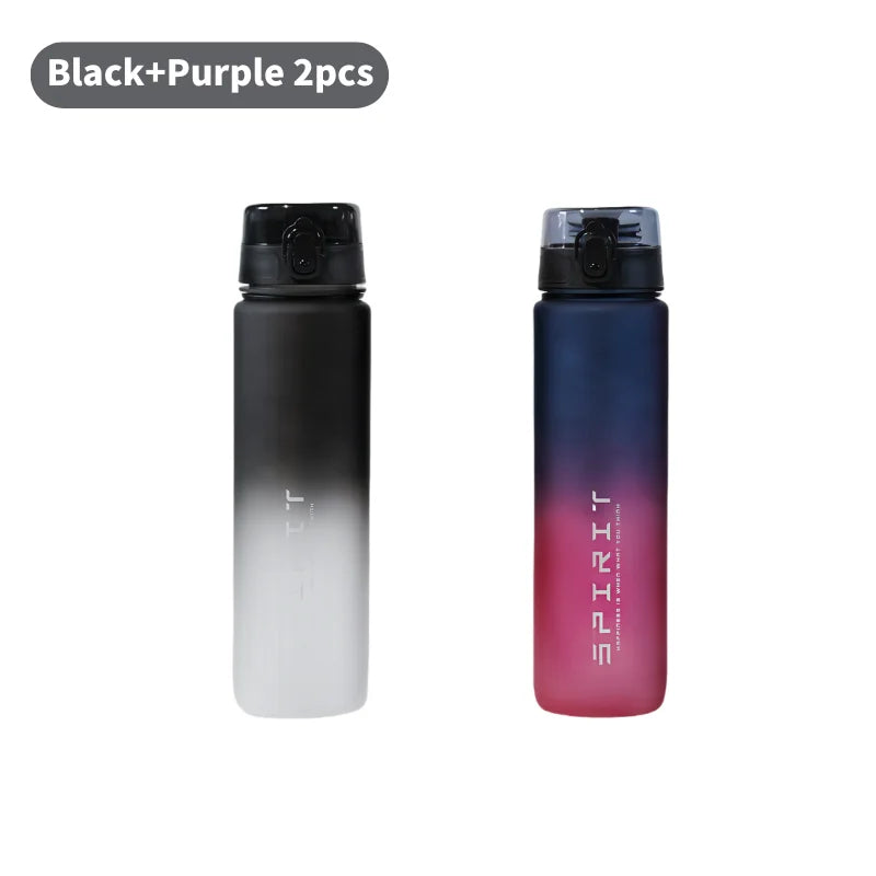 1 Liter Large Capacity Sports Water Bottle Gradient Color Plastic Cup Drink items Outdoor Beach Travel Portable Gym Fitness Jugs