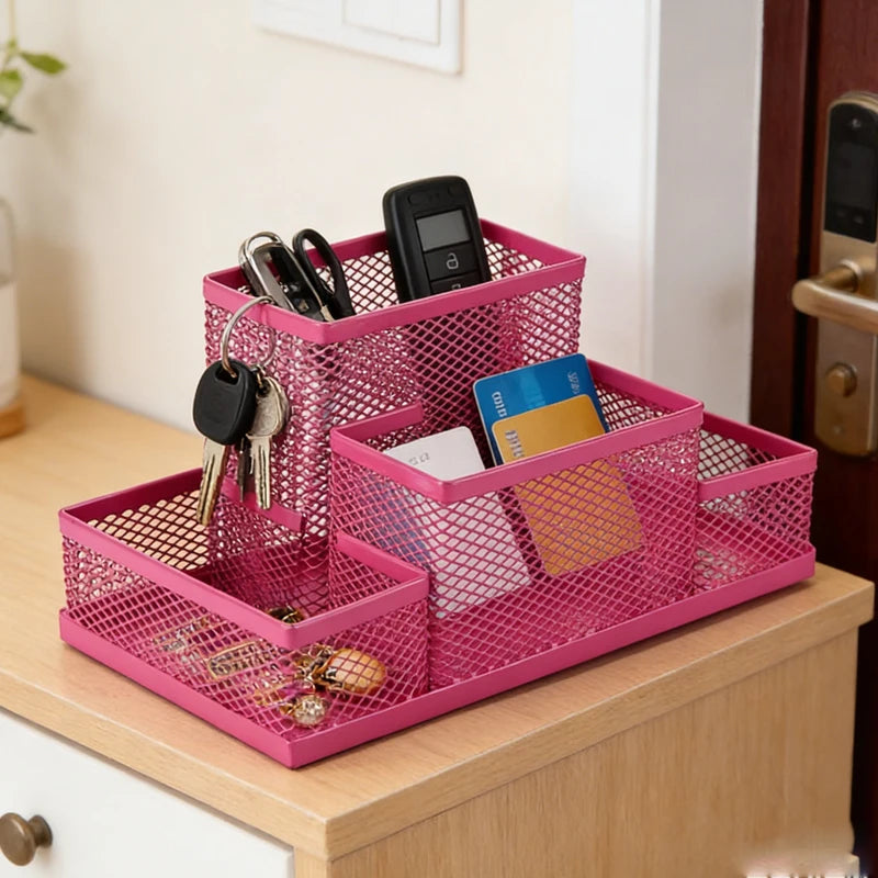 Black Mesh Desk Organizer Kawaii Pen Holder Stationery Organizer Office Supplies Desk Storage Tame Office Supplies Clutter Fast