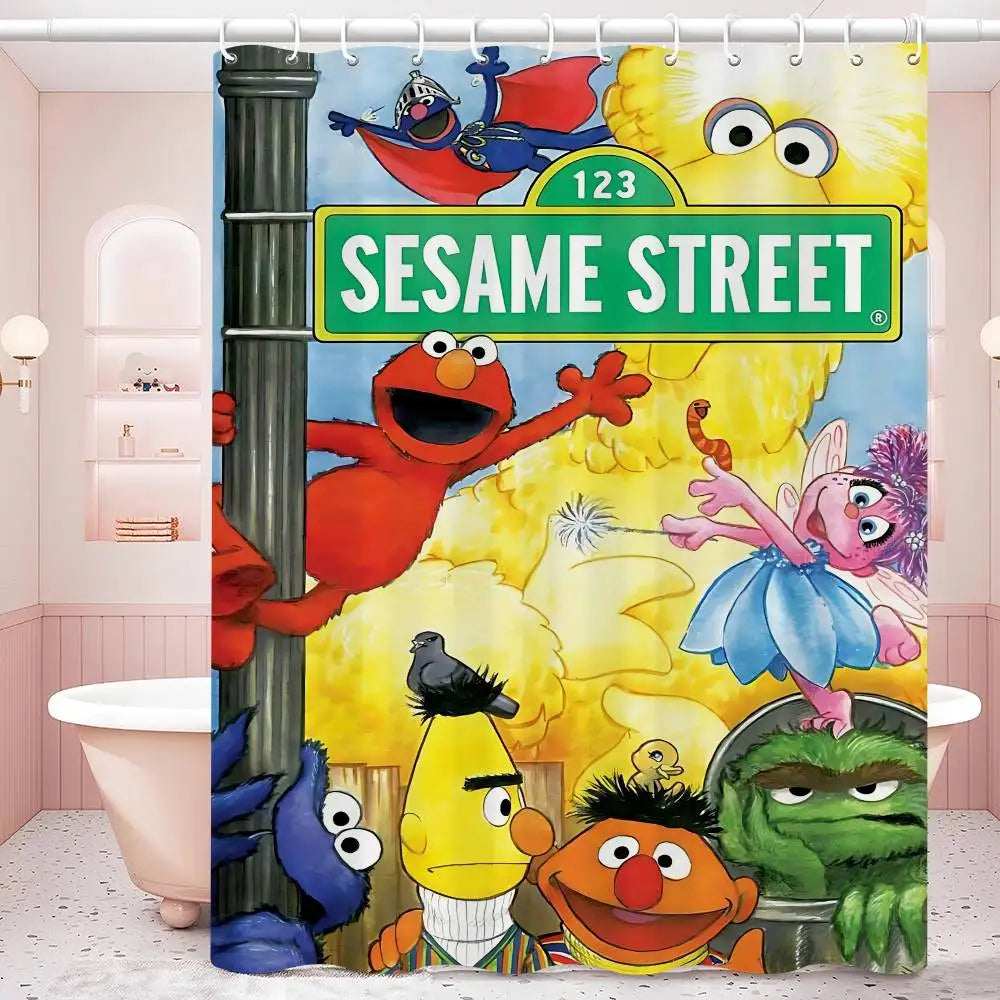 Classic TV S-Sesame S-Street Bathroom Shower Curtain Shielding Partition Shower Curtain Quick Dry Can Be Scrubable Light