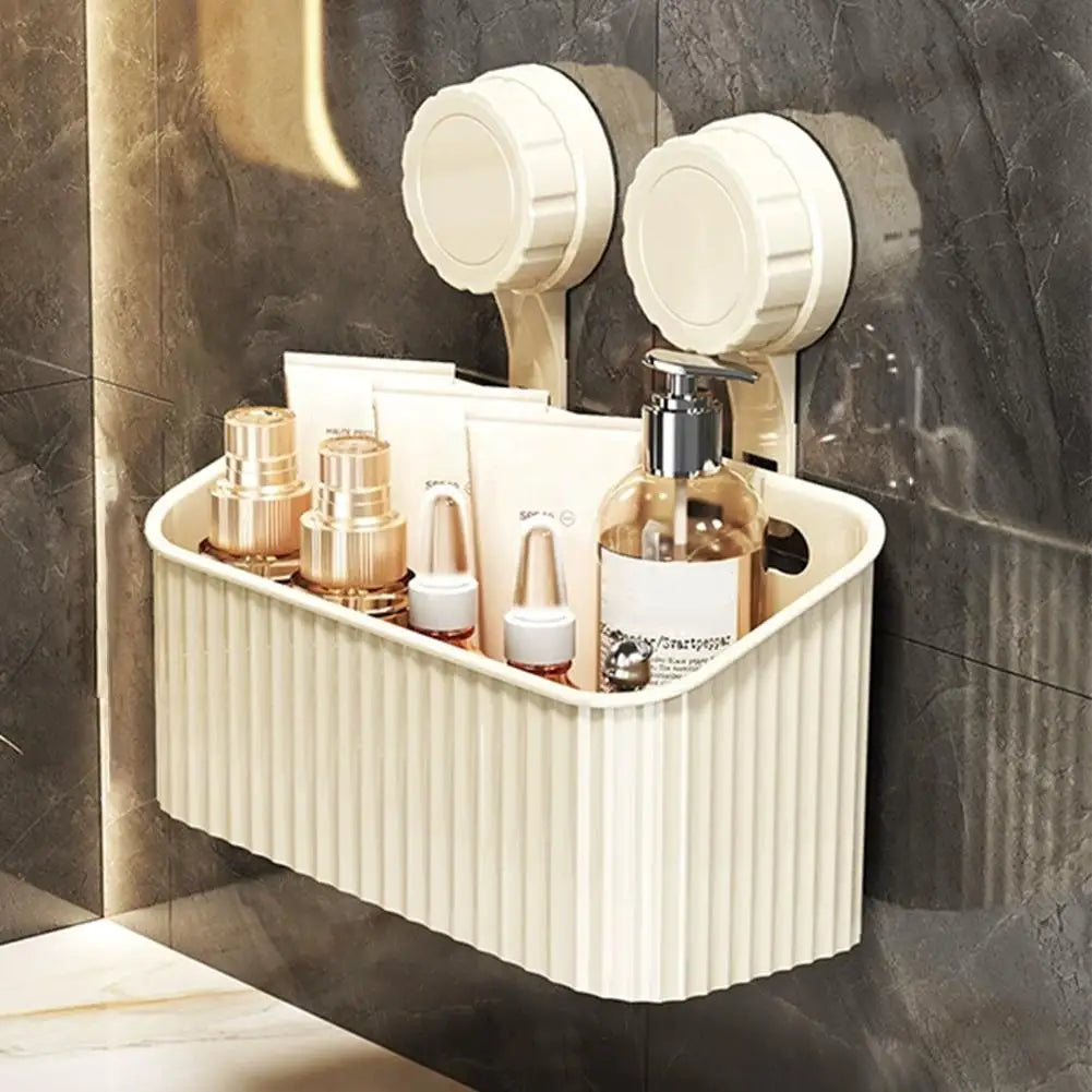 Bathroom Storage Rack With Suction Cup Glue Free Installation Bath Baskets Toiletries Box Waterproof Non Drilling Soap Organizer