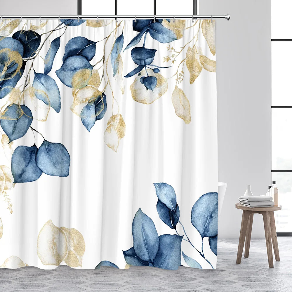Tropical Plant Leaves Shower Curtain Hummingbird Palm Leaf Monstera Butterfly Watercolour Art Fabric Home Decor Bathroom Curta