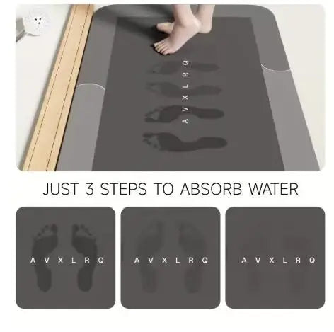 Diatomite Super Absorbent Bath Mat Non-Slip Bathroom Floor Mat Quick Dry Easy Clean