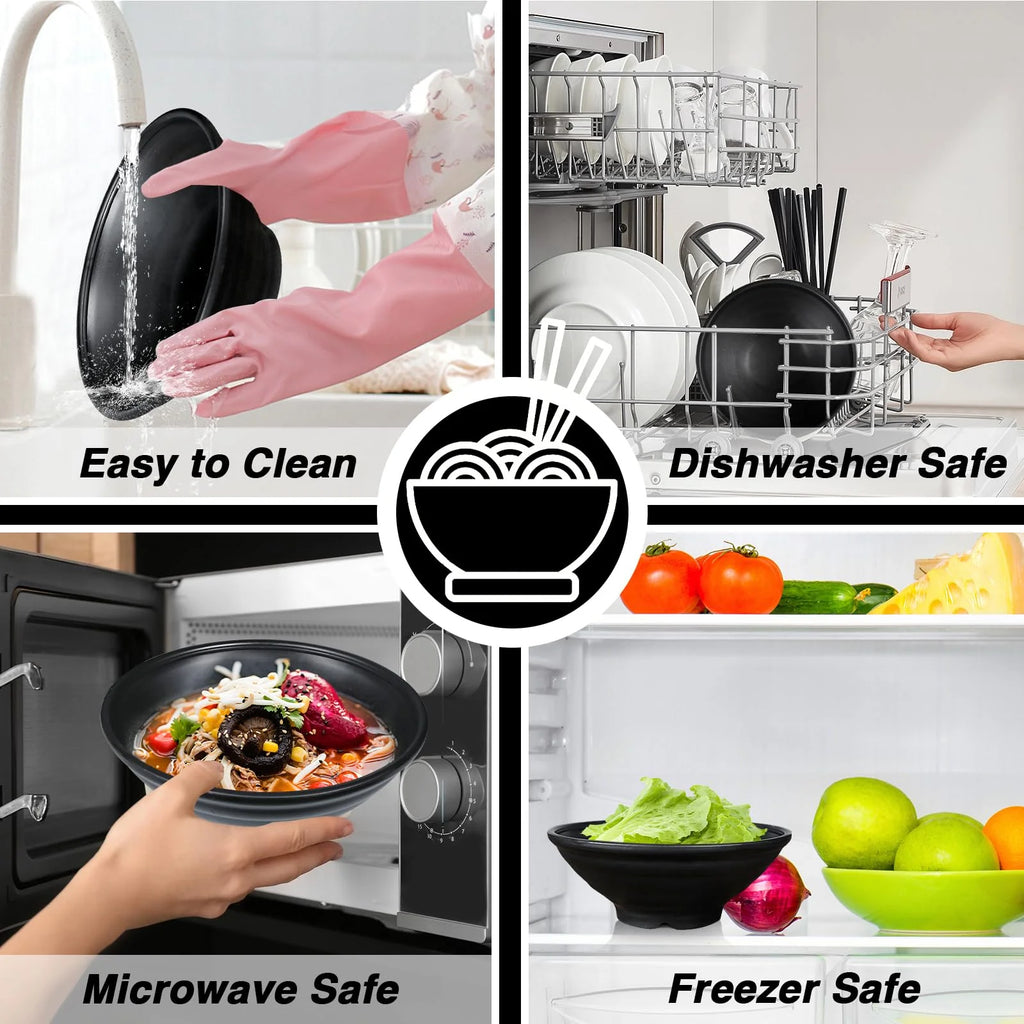 Thickened Plastic Ramen Bowl Anti-Slip Salad Bowl Solid Color Perfect for Kitchen Restaurant Lamian Noodles bowl(NOT CERAMIC)