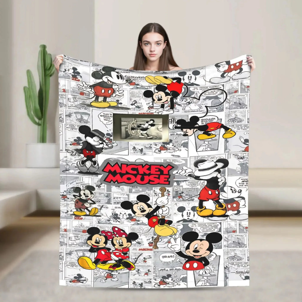 Warm Soft Blanket Decorative Mickey and Minnie Cartoon Mouse Character Throw Blanket Flannel Bedspread For Sofa Bed Cover