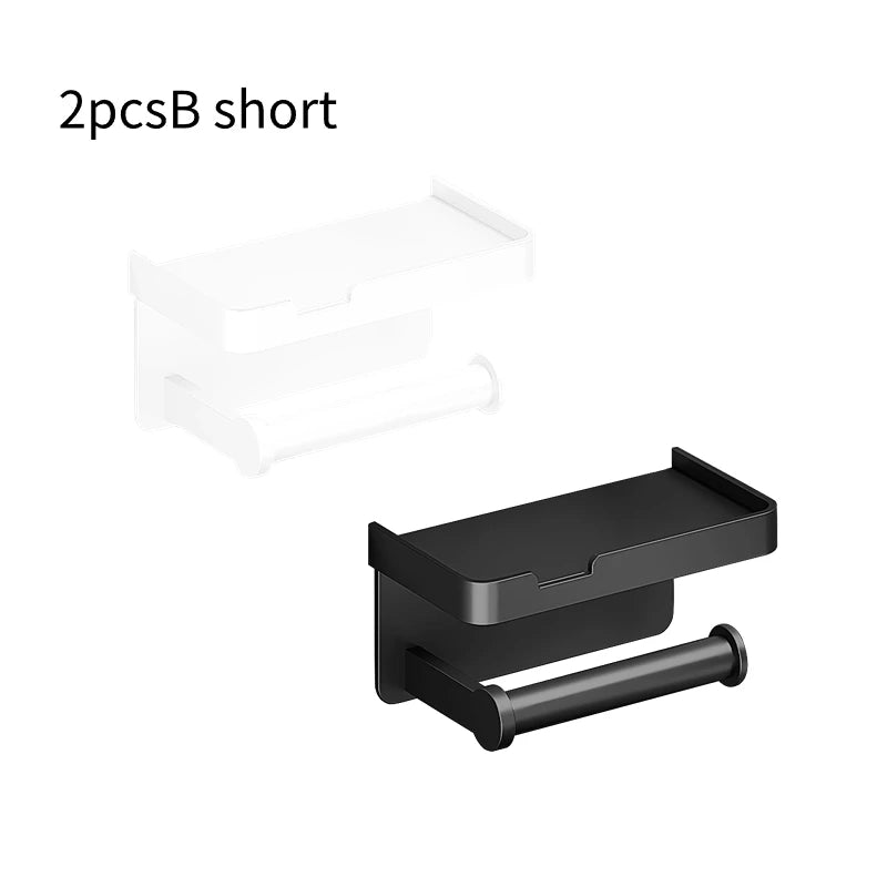 Aluminum Alloy Toilet Paper Holder Toilet Paper Holder Wall-Mounted Toilet Roll Shelf Phone Stand for Home Bathroom Accessories
