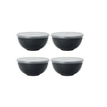 2/4/6pcs Black plastic bowl with lid reusable for home kitchen restaurant RV Camping Work school packing grain salad food
