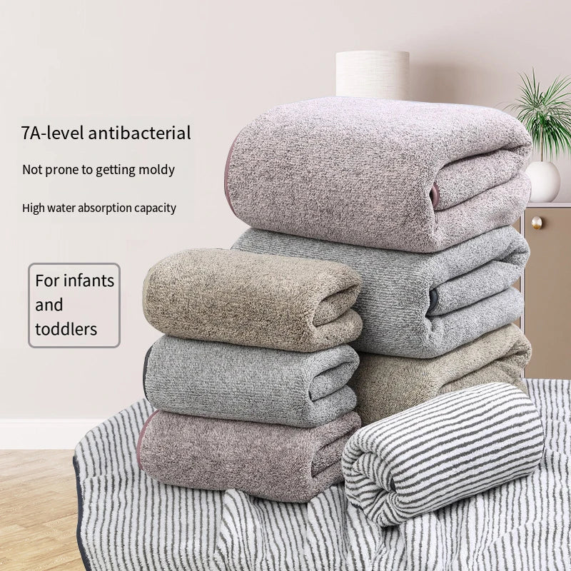 New bamboo charcoal fiber thickened face towel, soft and absorbent household bathroom bath towel, beach towel