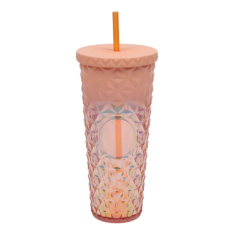 LUSQI Durian Straw Tumbler Double Wall Insulated Plastic Cup Trendy Creative Large Capacity Water Bottle With Multi Colors