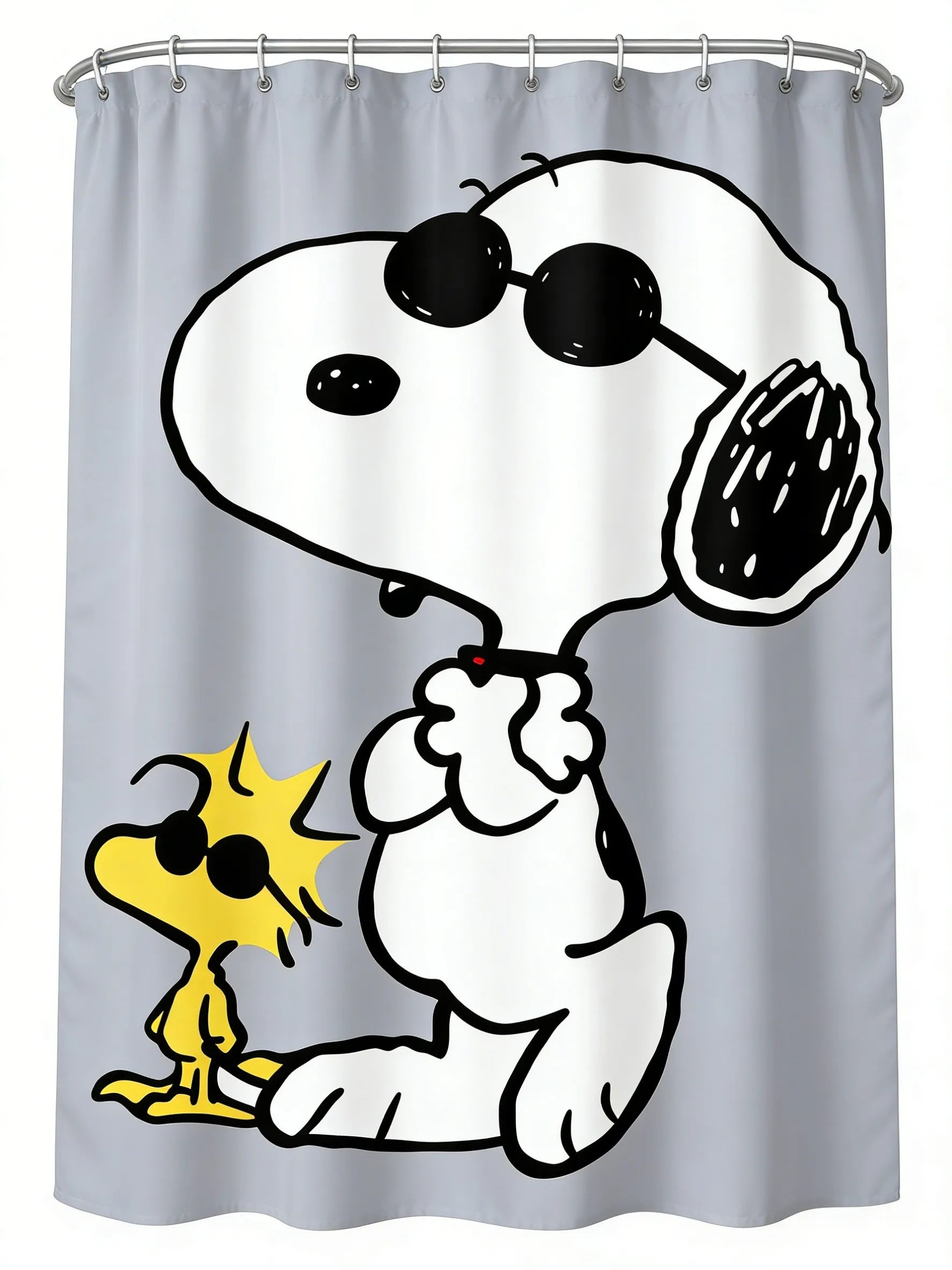 Snoopy Themed Shower Curtain With Hooks Waterproof Washable Quick Install For Dorm Home Bathroom Use