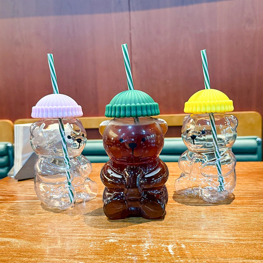 20oz New Bear Straw Tumbler, Plastic Cup for Coffee Beer Wine Cocktails, Office Party Drinkware, Christmas Birthday Gift