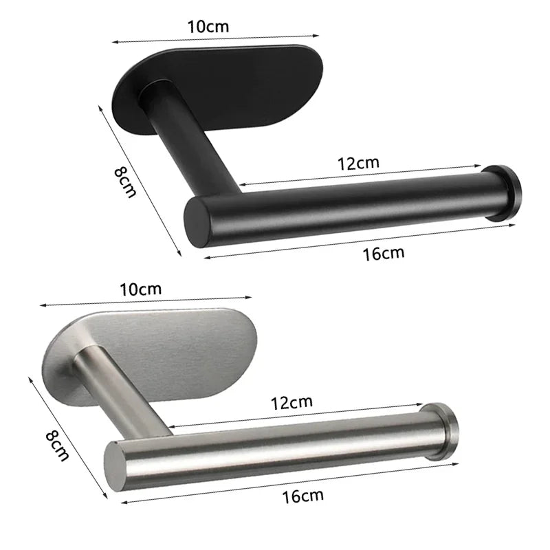 No Punching Wall Mounted Toilet Paper Holder Rustproof Anticorrosion Stainless Steel Bathroom Kitchen Roll Paper Toilet Holder