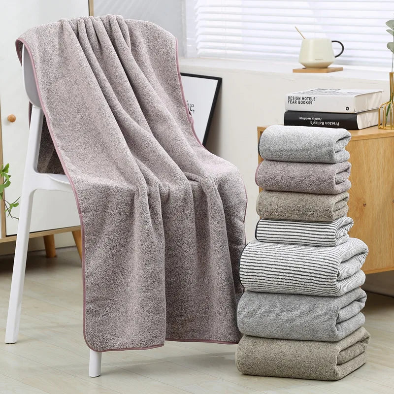 New bamboo charcoal fiber thickened face towel, soft and absorbent household bathroom bath towel, beach towel
