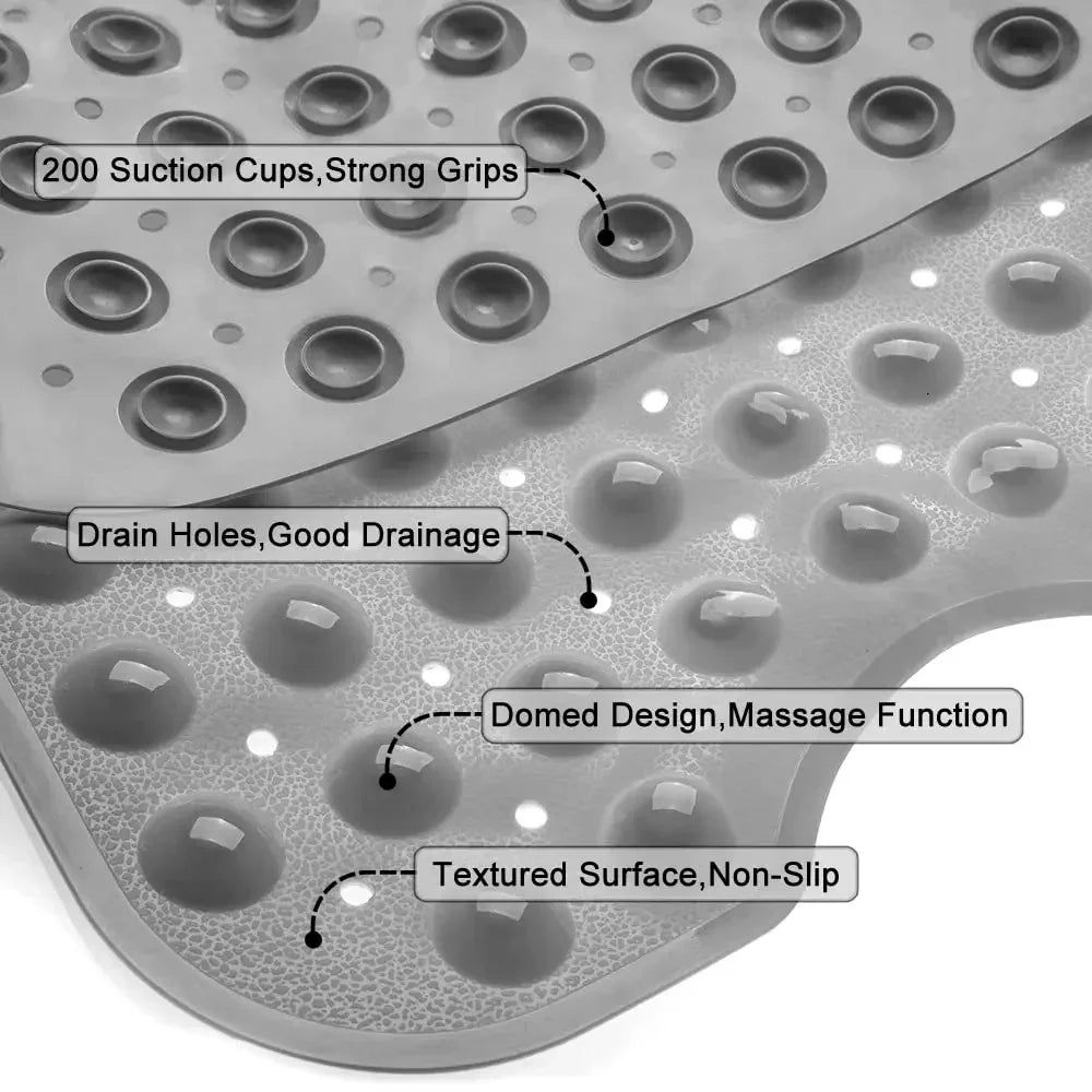 Bathtub Mats for Shower Tub, Extra Long Non-Slip 40 x 16 Inch Bath Mat with Drain Holes and Suction Cups, BathMat for Bathroom