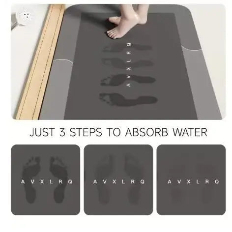 Diatomite Super Absorbent Bath Mat Non-Slip Bathroom Floor Mat Quick Dry Easy Clean