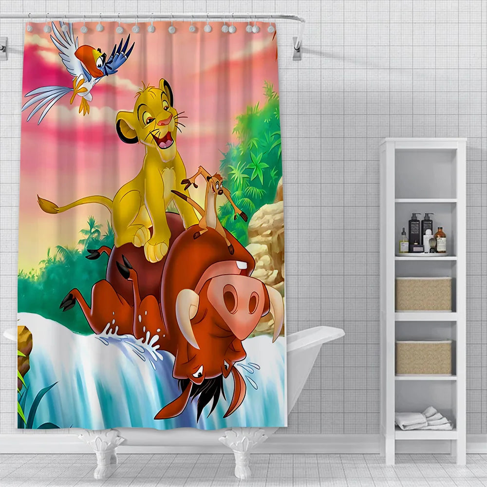 Shower The Lion King Curtain Waterproof Polyester Fabric Paint Colorful Bath Curtains Home Bathroom Decor Curtain With Hook