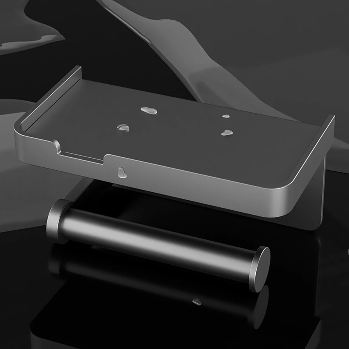 Aluminum Alloy Paper Holder Wall-Mounted Toilet Roll Paper Holder No Drilling Bathroom Kitchen Paper Holder