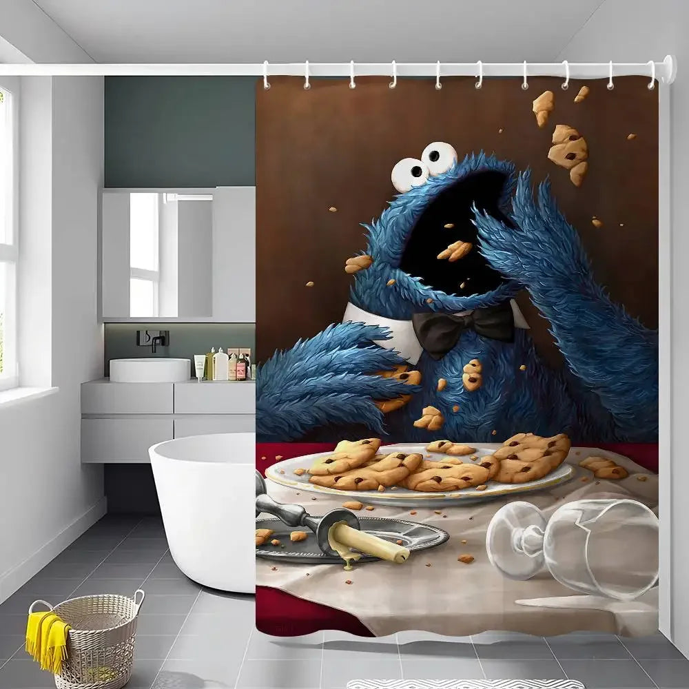 Classic TV S-Sesame S-Street Bathroom Shower Curtain Shielding Partition Shower Curtain Quick Dry Can Be Scrubable Light