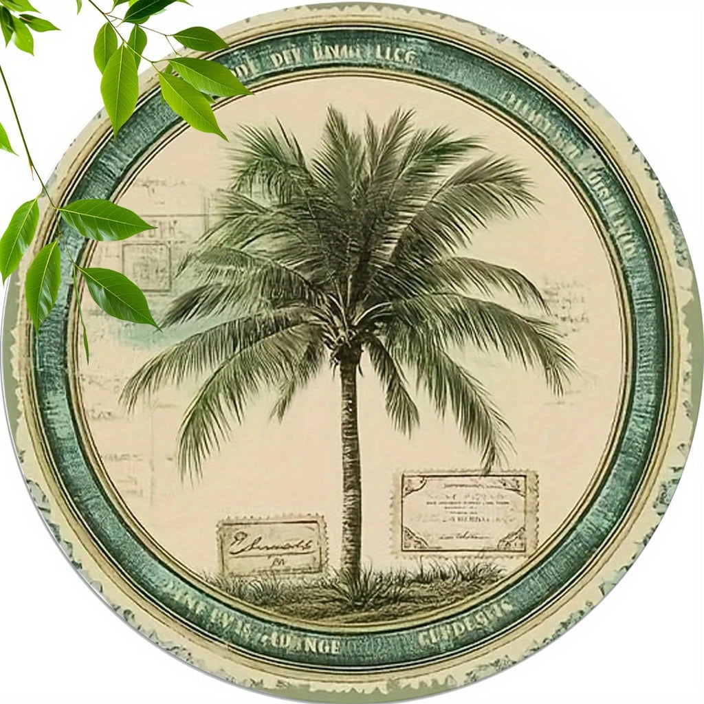 10CM 4PCS 2D Retro Natural Palm Tree Island Beach Wooden Coasters Furniture Decoration Gift Party Decoration Desktop Protection
