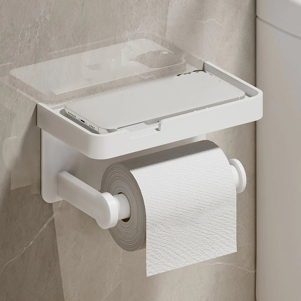 Aluminum Alloy Paper Holder Wall-Mounted Toilet Roll Paper Holder No Drilling Bathroom Kitchen Paper Holder