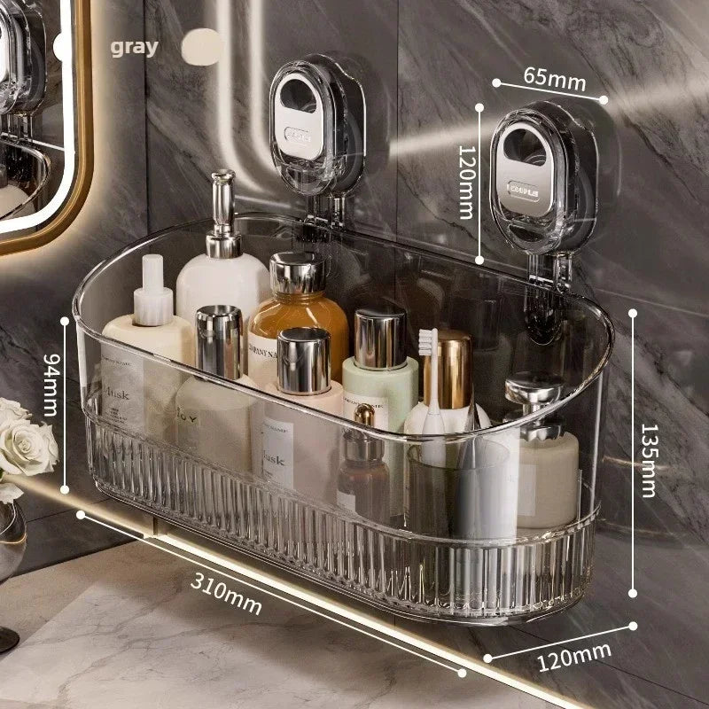 Shower Suction Cup Shelf Basket Light Glacier Pattern One Second Installation bathroom Organizer Storage Rotating to Suck Remove