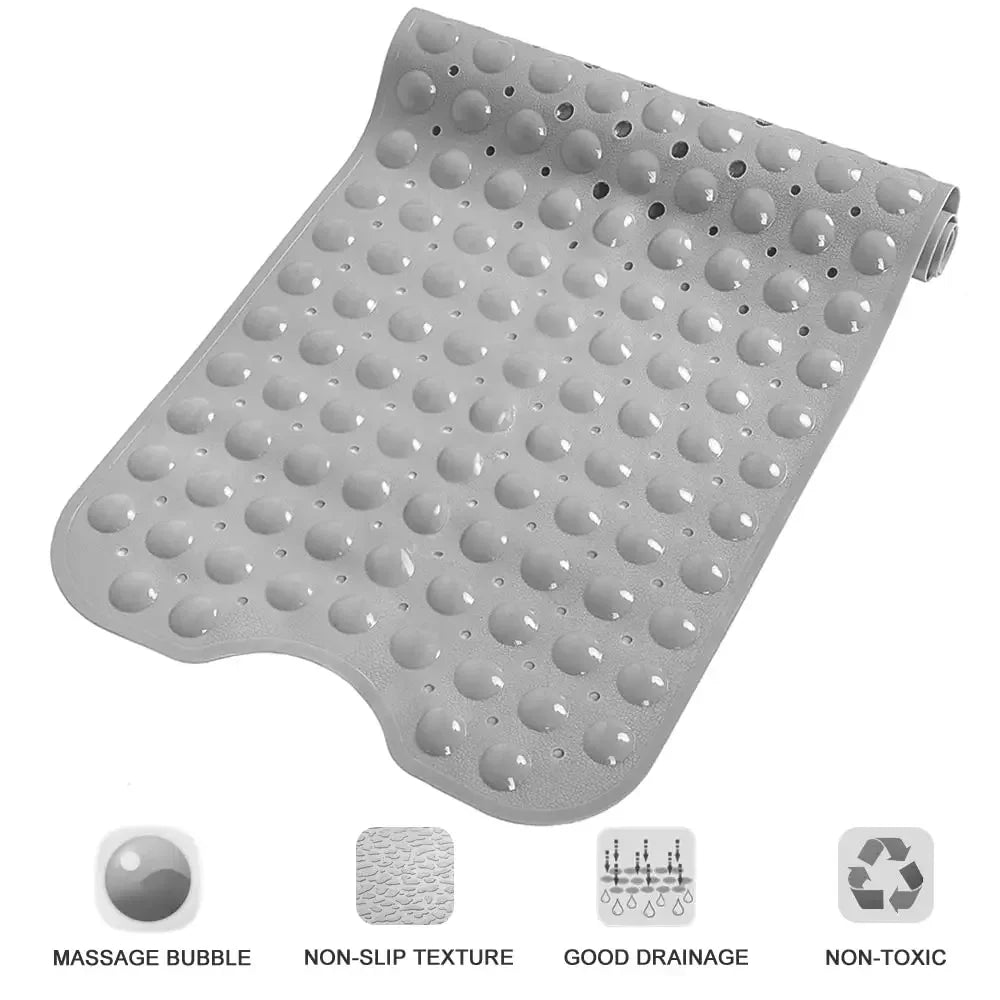 Bathtub Mats for Shower Tub, Extra Long Non-Slip 40 x 16 Inch Bath Mat with Drain Holes and Suction Cups, BathMat for Bathroom