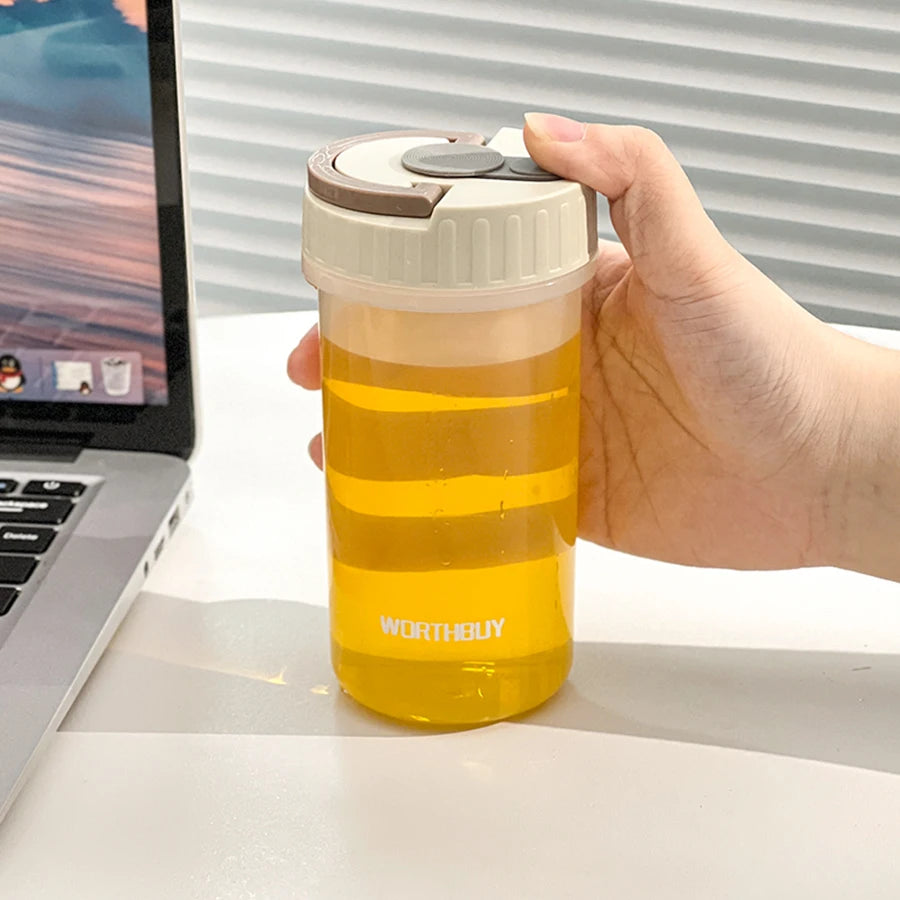 transparent Plastic Water Bottle With Handle Tumbler Travel Sport Portable Leak-proof Drinking Cup Heat-Resistant Coffee Mug