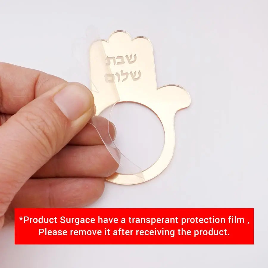 12Pcs/Lot Jewish Hamsa Shabbat Shalom Napkin Ring Mirror Acrylic Table Decor for Sabbath Dinner Jewish Holiday Table Decoration