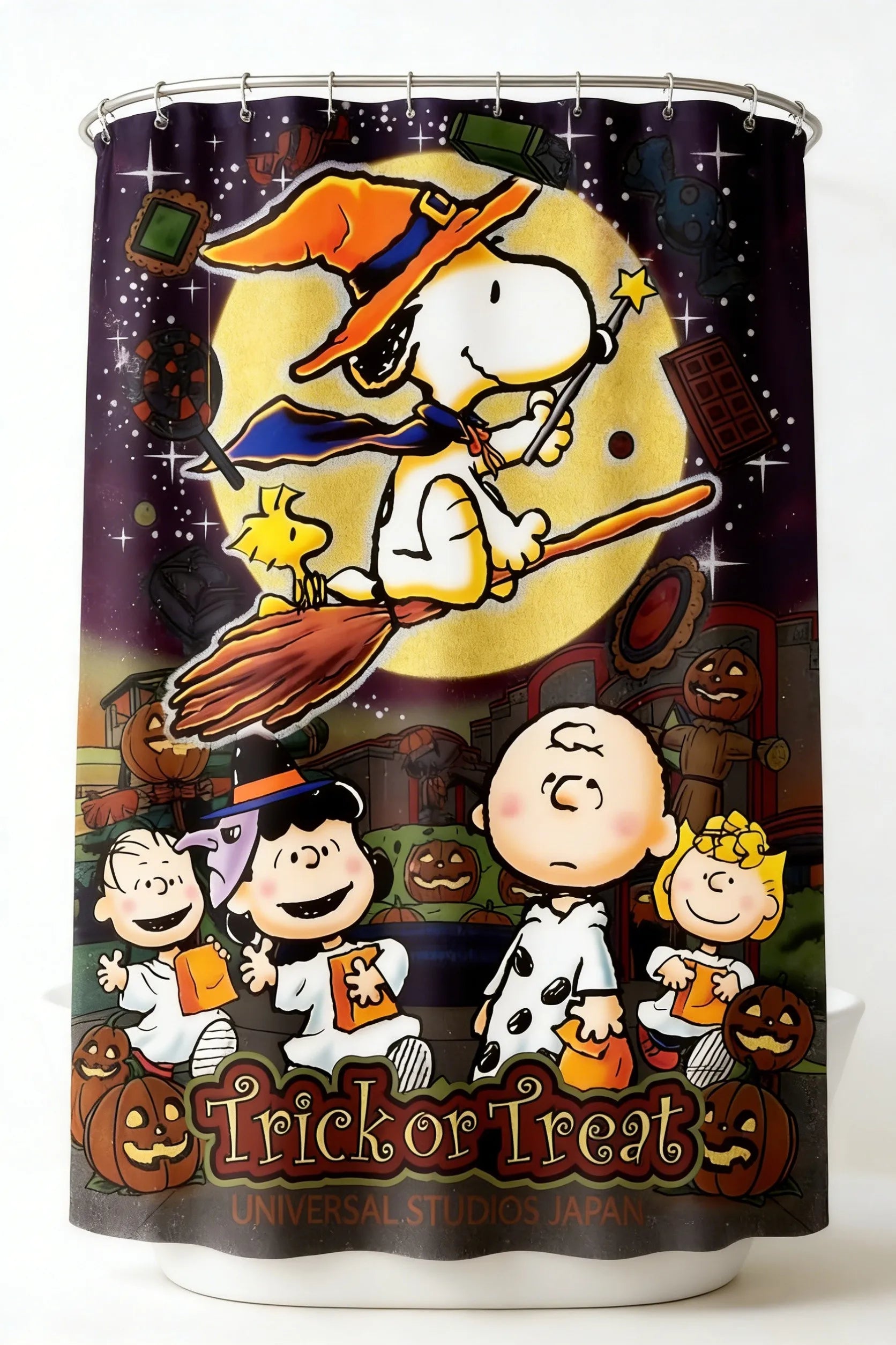 Snoopy Themed Shower Curtain With Hooks Waterproof Washable Quick Install For Dorm Home Bathroom Use