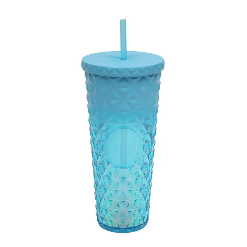 LUSQI Durian Straw Tumbler Double Wall Insulated Plastic Cup Trendy Creative Large Capacity Water Bottle With Multi Colors