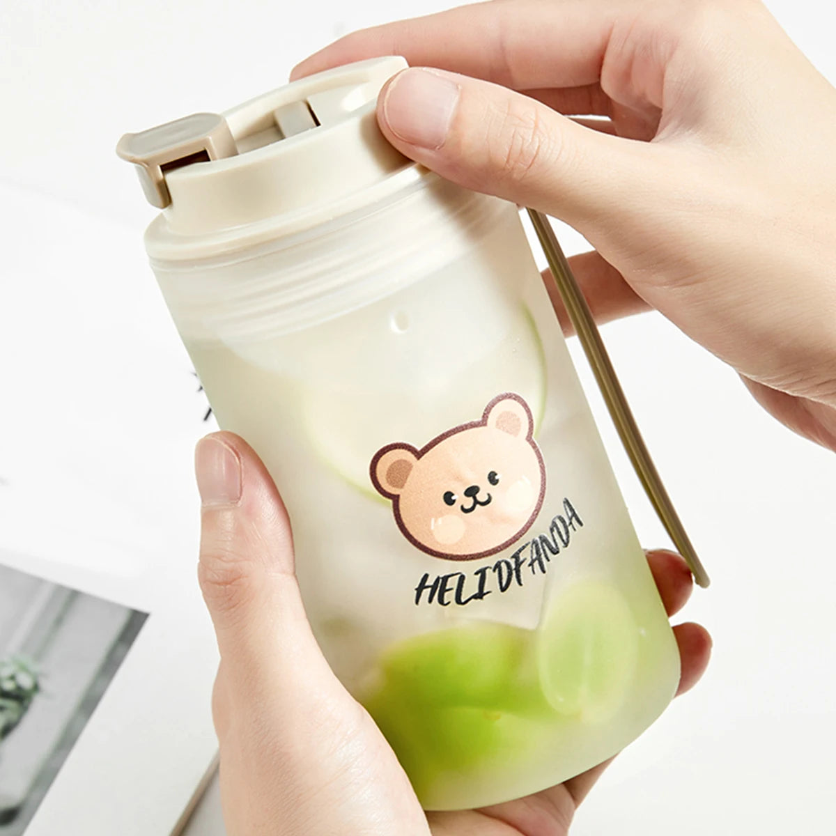 350/550ML Leak Proof Plastic Water Bottle With Rope For Kids Students Travel Sport Portable Heat-resistant Water Cup Tumbler